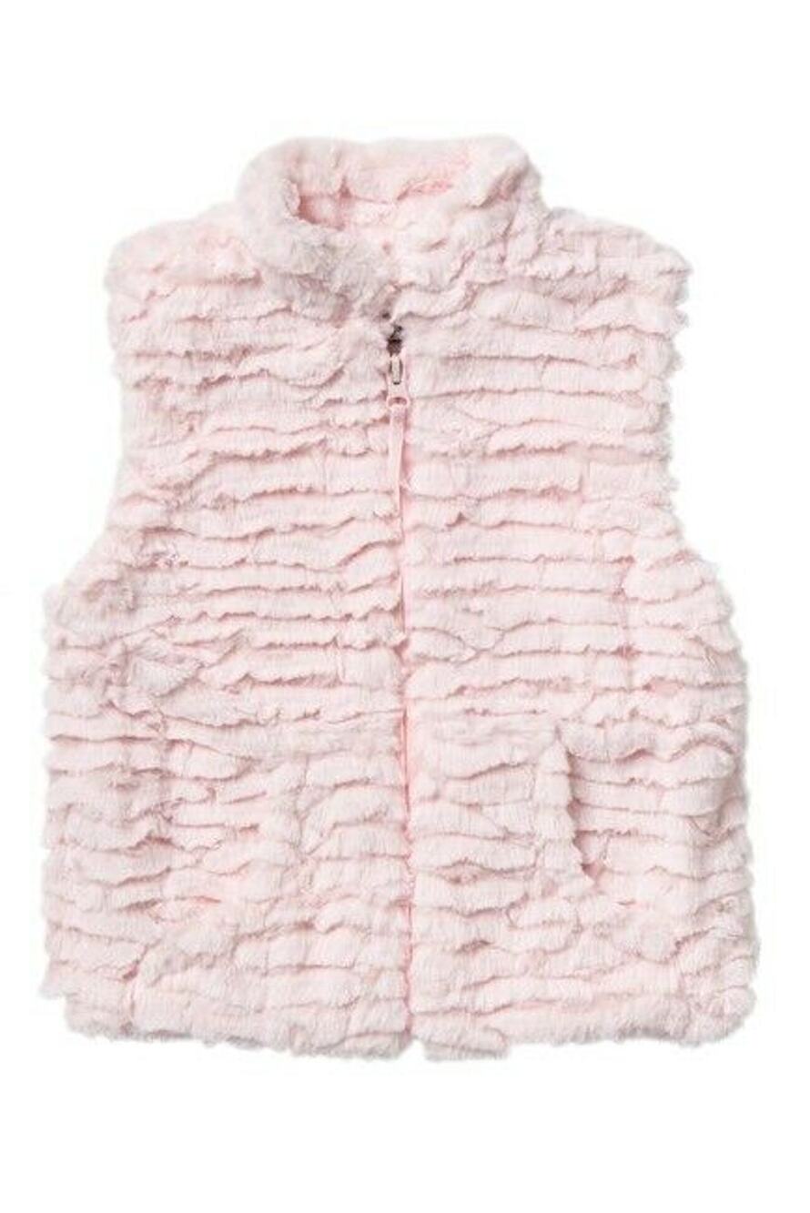 Widgeon Faux Fur Vest Full Front Zip Mock Neck Sleeveless 2 Front Pockets Pink 4